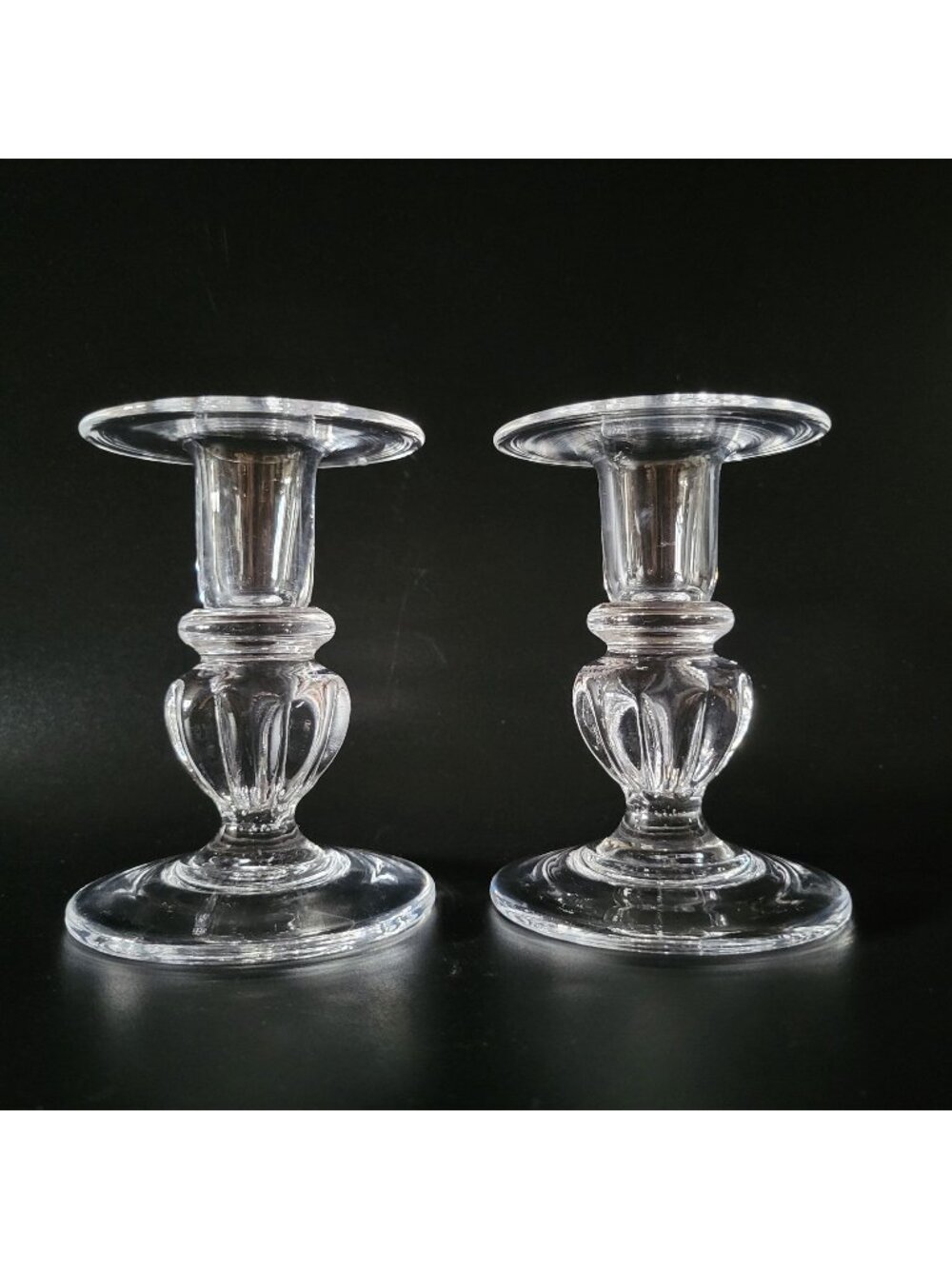 Pair Of Vintage Simon Pearce Shelburne Glass Candle Holders 4.5"